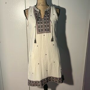 MADEWELL Embroidered Cream Sleeveless Dress